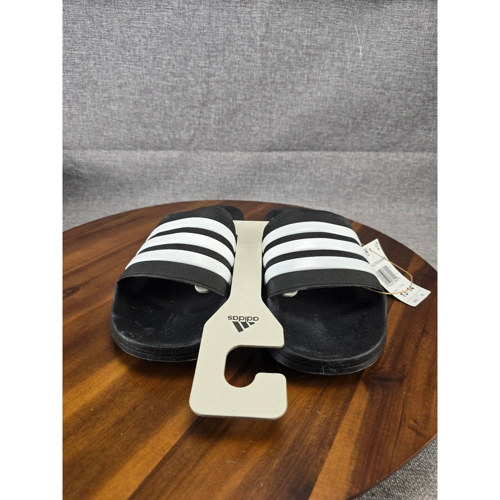 Adidas Adilette Shower Slides Mens 13 Core Black White GZ5922 Cloudfoam Sandals - Picture 13 of 14